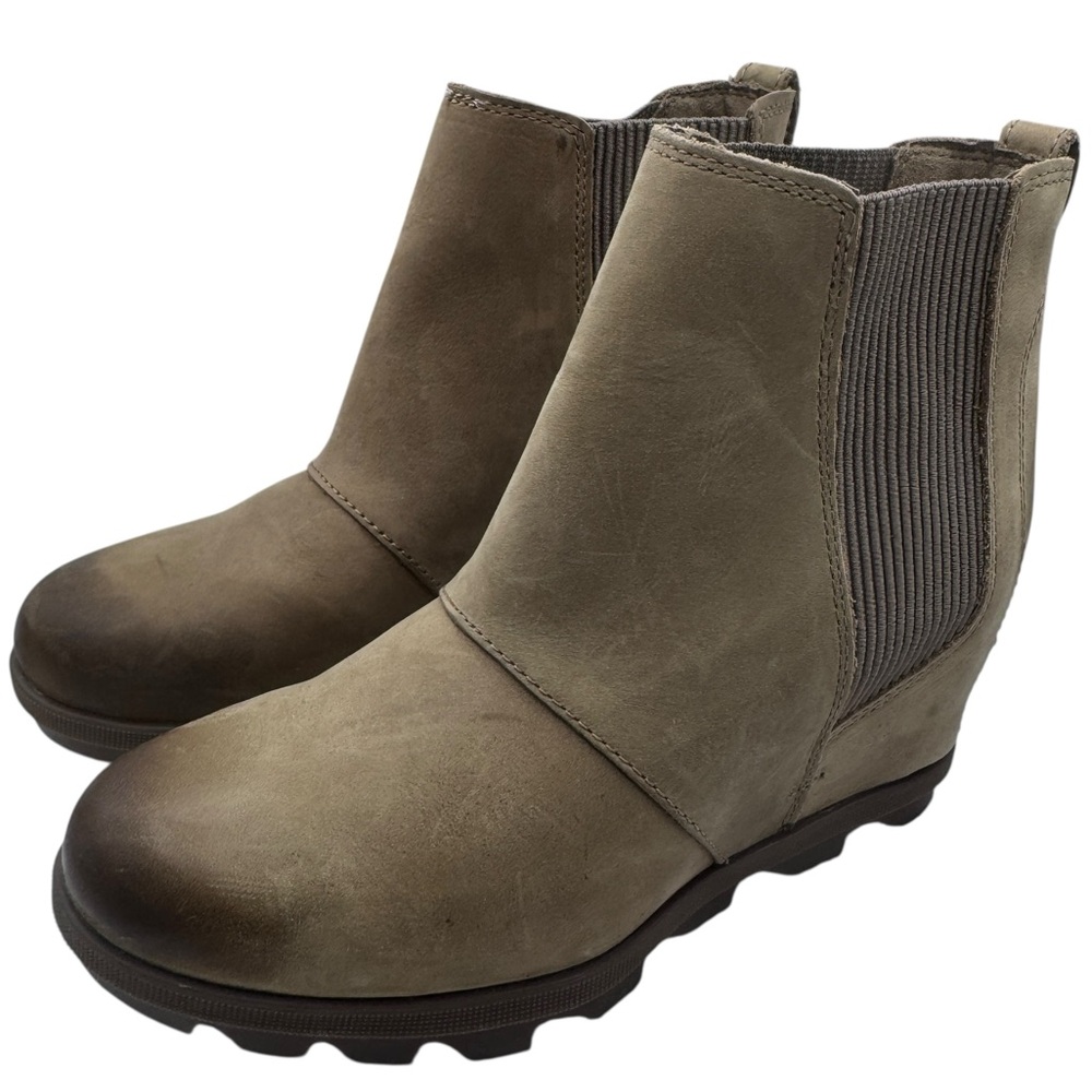 Sorel Joan Rhapsody Hidden Wedge Heel Taupe Leather Ankle Booties - Size 7 - Picture 6 of 10